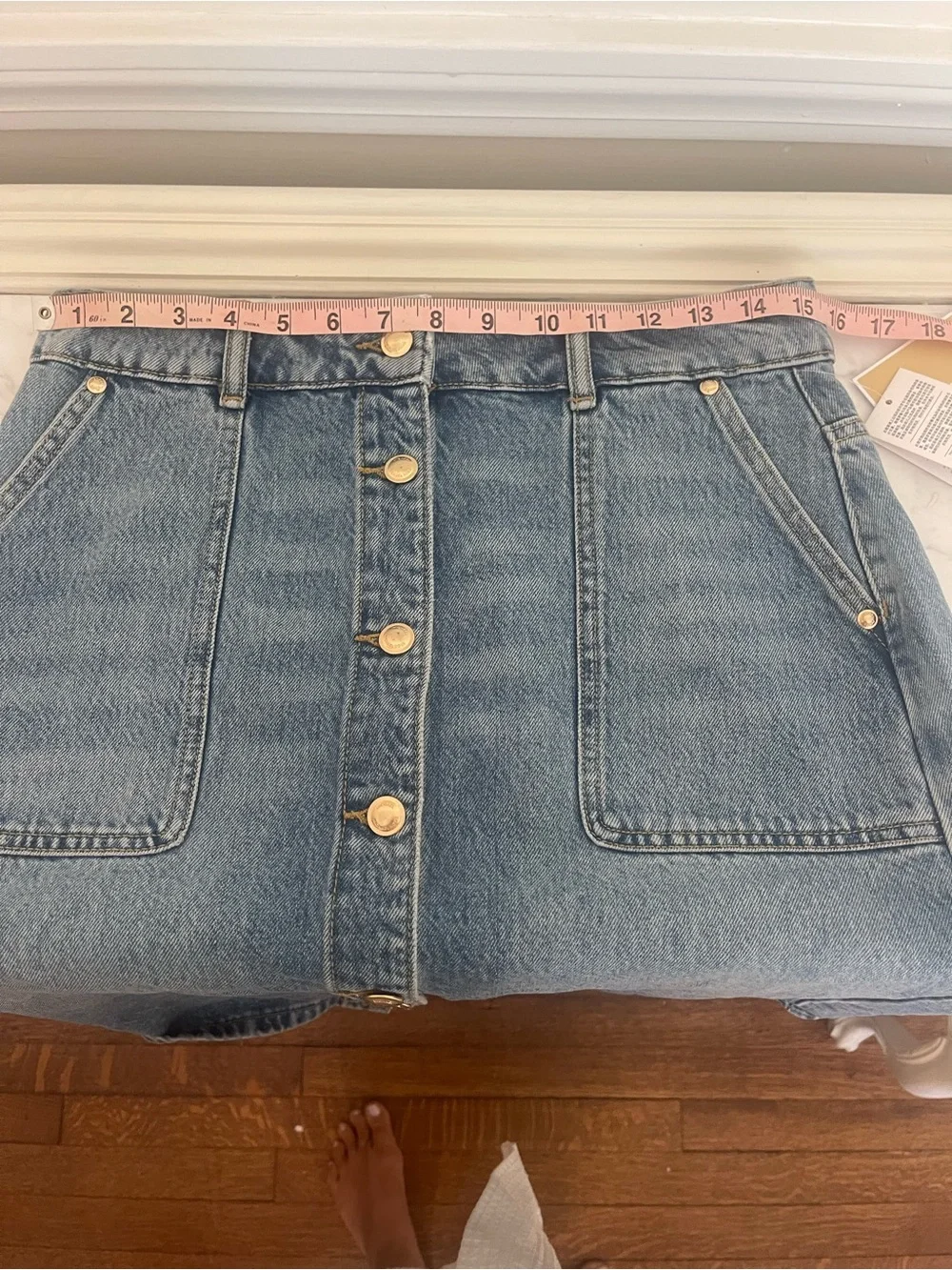 Michael Kors Jean Skirt Gold Button-Front Denim Skirt